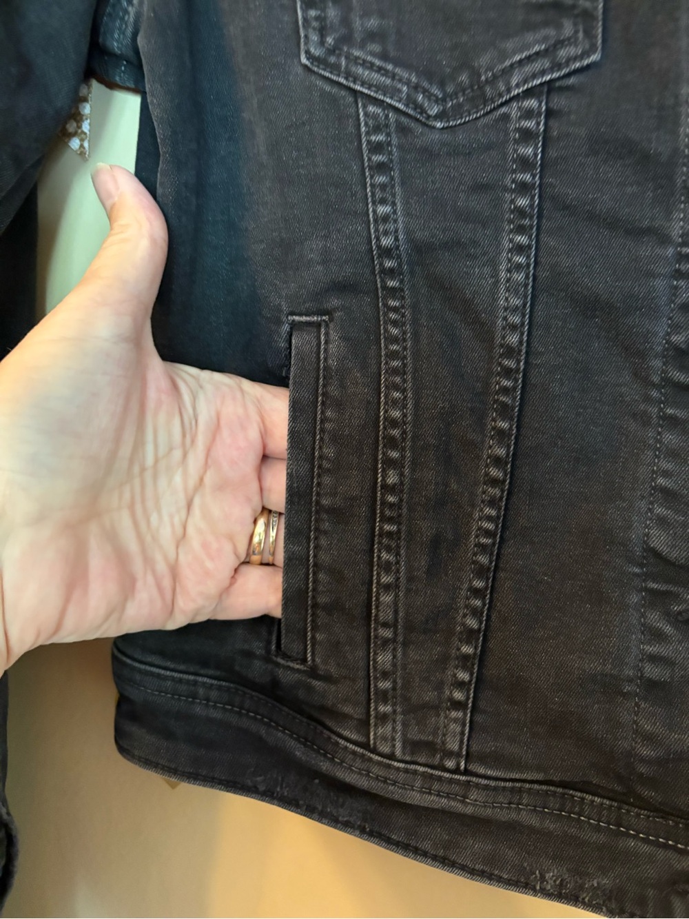 EDC Distressed Black Denim Jacket | Size S - Picture 6 of 13